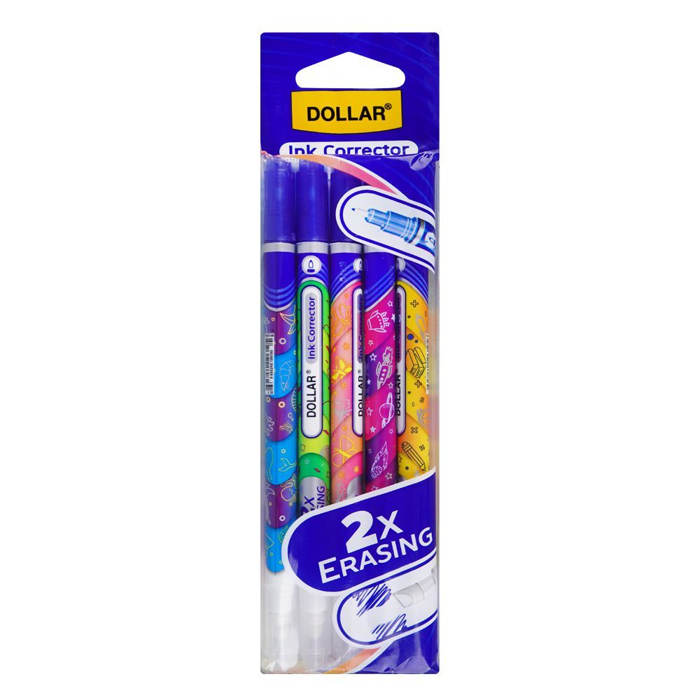 Dollar 2X Erasing Ink Corrector Pens, Blue