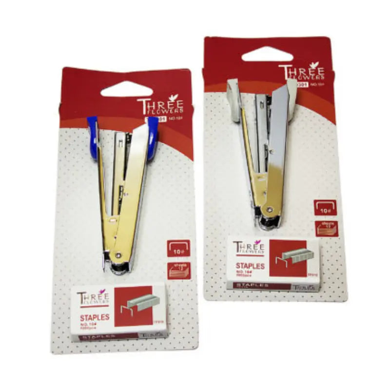 Stapler Machine | 10no | Metal Body | with Staple Pins | Three Flowers TF-0301 | Three Flowers300