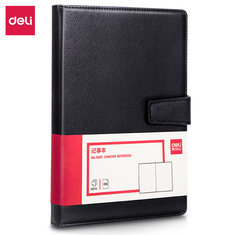 Deli E3301 Hard Leather Cover 25K Notebook – 120 Pages