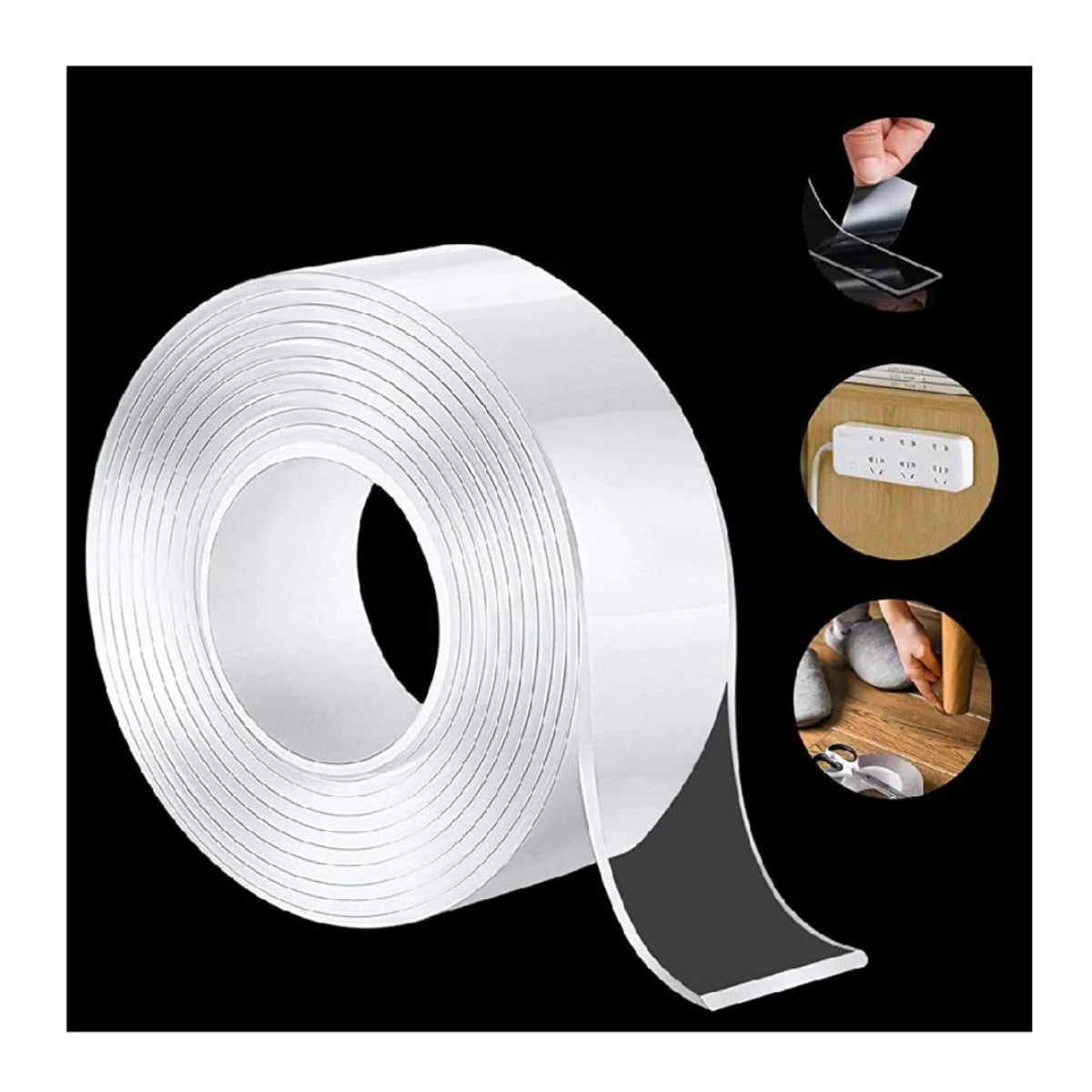 Opal Double Side Heavy-Duty Transparent Sticky Adhesive Nano Tape ( 5-Metre Length )