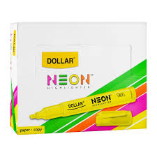 Dollar Neon Highlighter 5mm 12-Pack, yellow, HL5