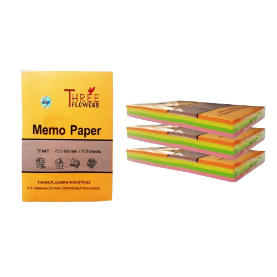 Three Flower Memo Paper 3 x 4 Neon